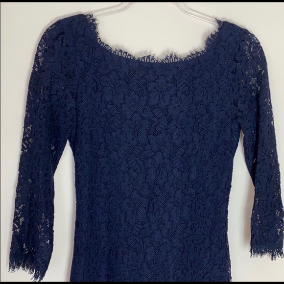 Diane von Furstenberg Zarita navy lace dress size 2 - Picture 3 of 8